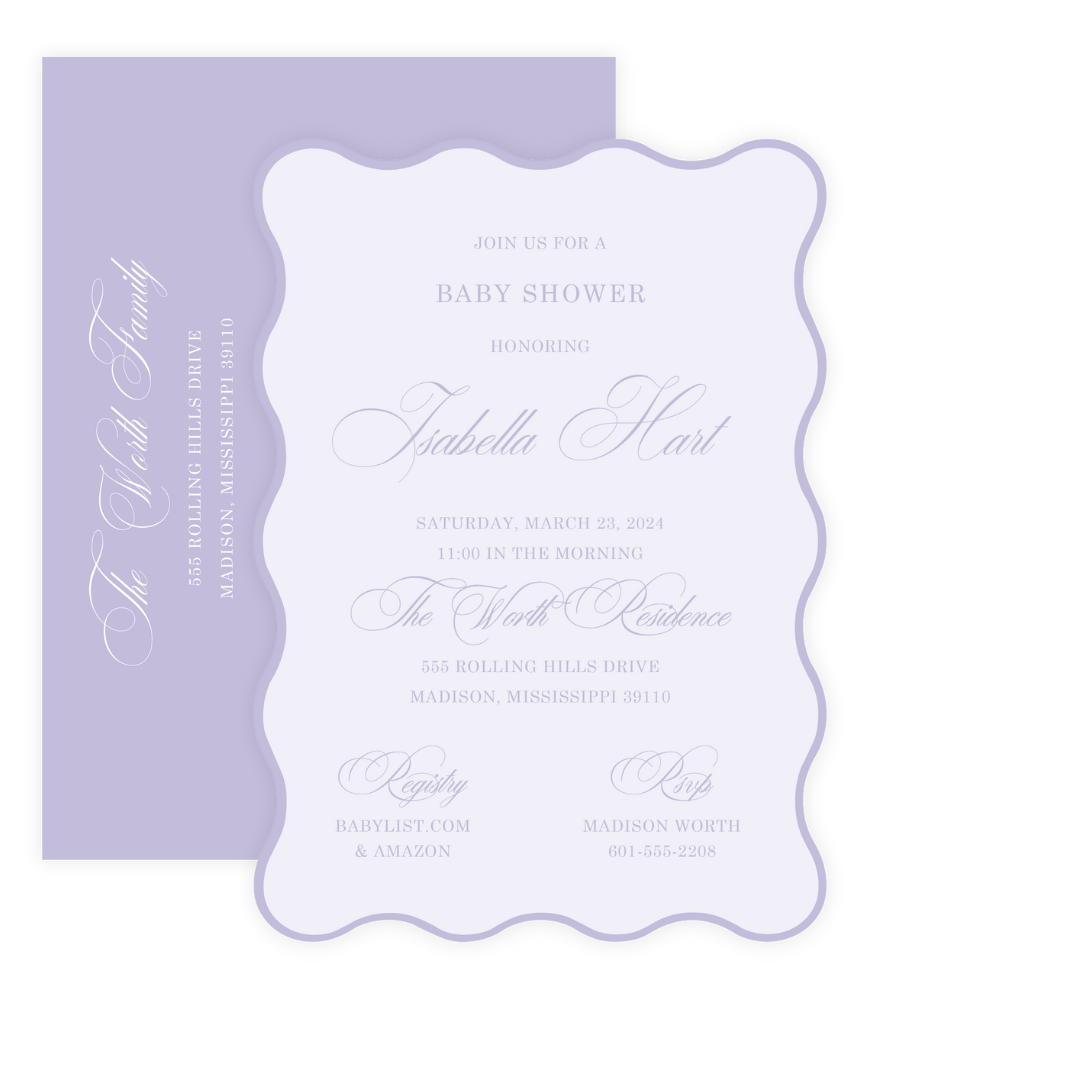 Lavender baby hotsell shower invitations